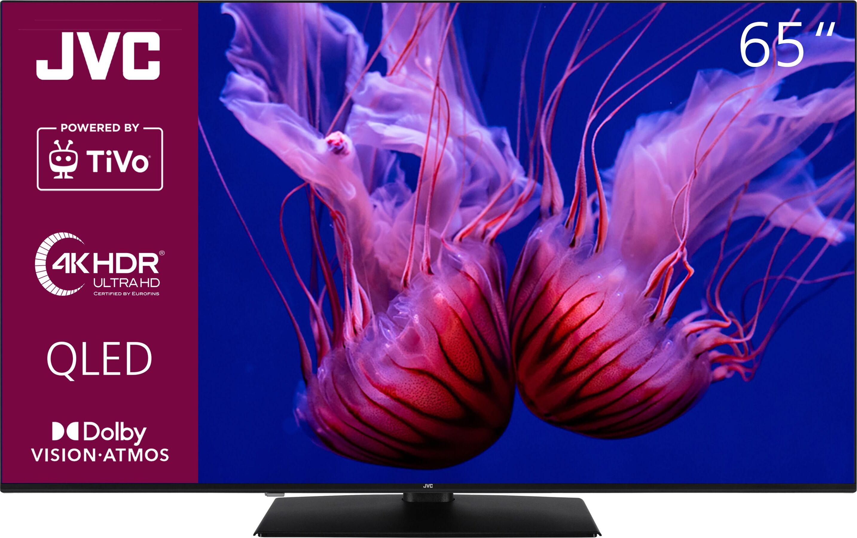 JVC 65 Zoll QLED Fernseher Smart TV (4K UHD, HDR Dolby Vision, Dolby Atmos, Triple Tuner, 6 Monate HD+)