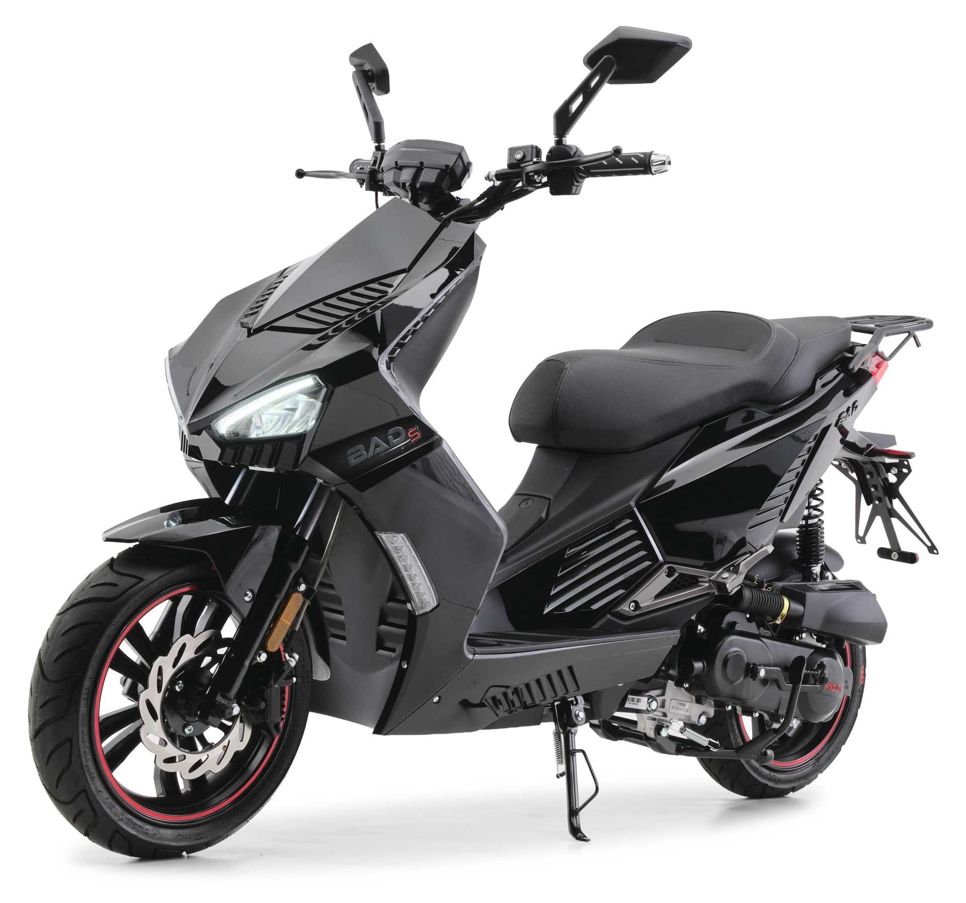 Motorroller 50 ccm Burnout BAD s 25 km/h Mofa Euro 5+ Schwarz