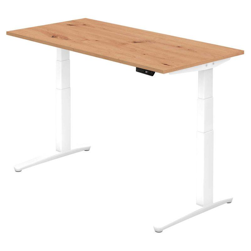 HAMMERBACHER VXBHM16/R/WW elektrisch höhenverstellbarer Schreibtisch 65,0 - 130,0 cm - elektrisch Asteiche / weiß