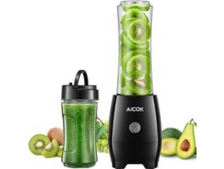 Mixeur à Smoothie Aicok - Mini Blender avec 2 Bouteilles Portables - 4 Lames en Acier Inoxydable