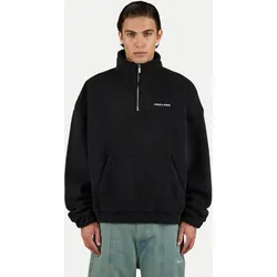 Teddypullover mit halbem Reißverschluss Schwarz XL