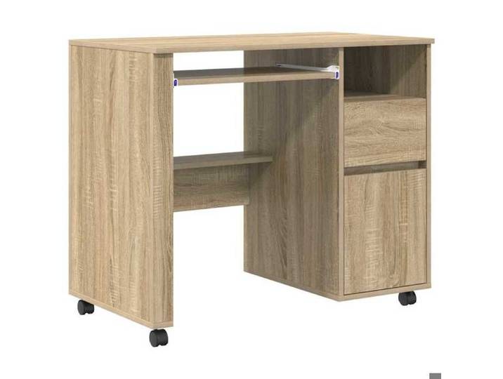 En Promotion Bureau d'étude/bureau de travail - Marron Contemporain Bureau avec roues avec tiroir Chêne Sonoma 91x50x77cm 9716080