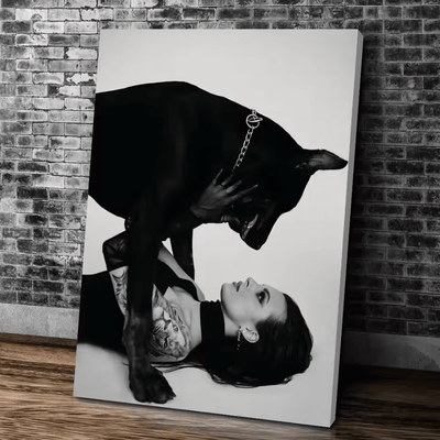 Inspire Curations Black Doberman & Woman Canvas Wall Art Modern Doberman Dog Painting Poster black5 30x40cmframeless
