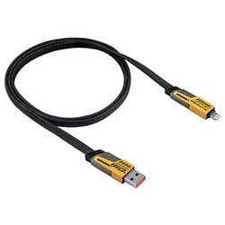 Akyga USB-Kabel USB 2.0 USB-A Stecker, USB-C® Stecker, Apple Lightning Stecker 1 m Grau Textil-Mantel, mechanische Beständigkeit, Flache Ausführung AK-USB-57