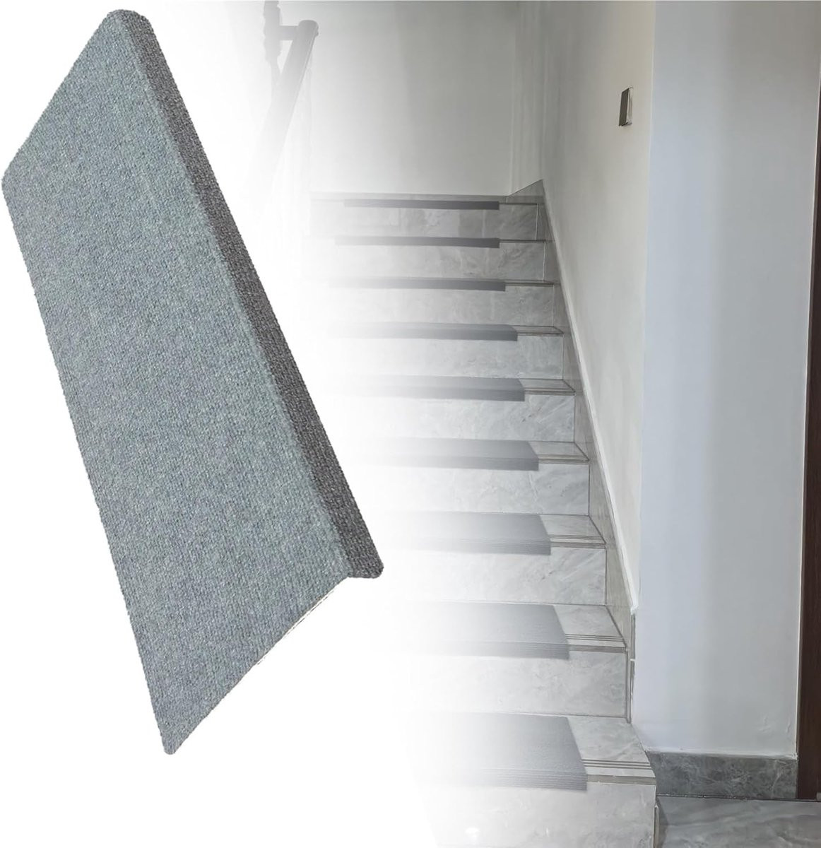 Grijs Antislip Traptreden - Zelfklevende Tapijtbeschermers - 24 x 65 cm