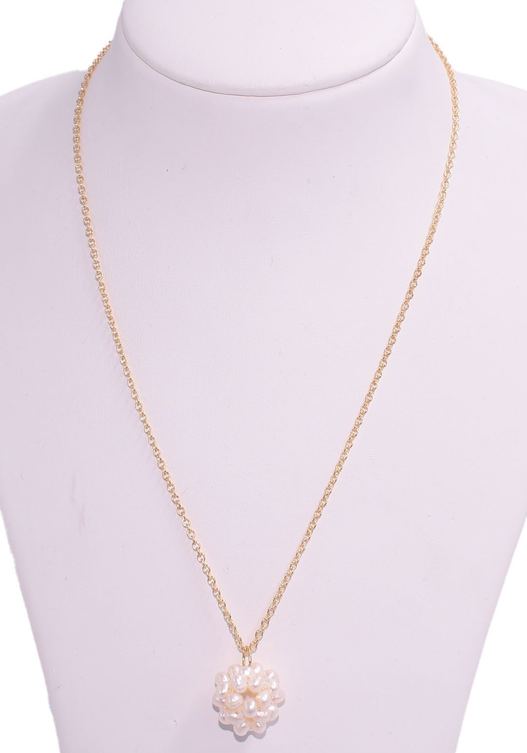 Kette mit Anhänger FIRETTI "Schmuck Geschenk Perlen", gold (gelbgoldfarben, weiß), Halsketten, Damen, Messing Perlen, L: 50, Messing, Perlen, Made in Germany - mit Naturperle