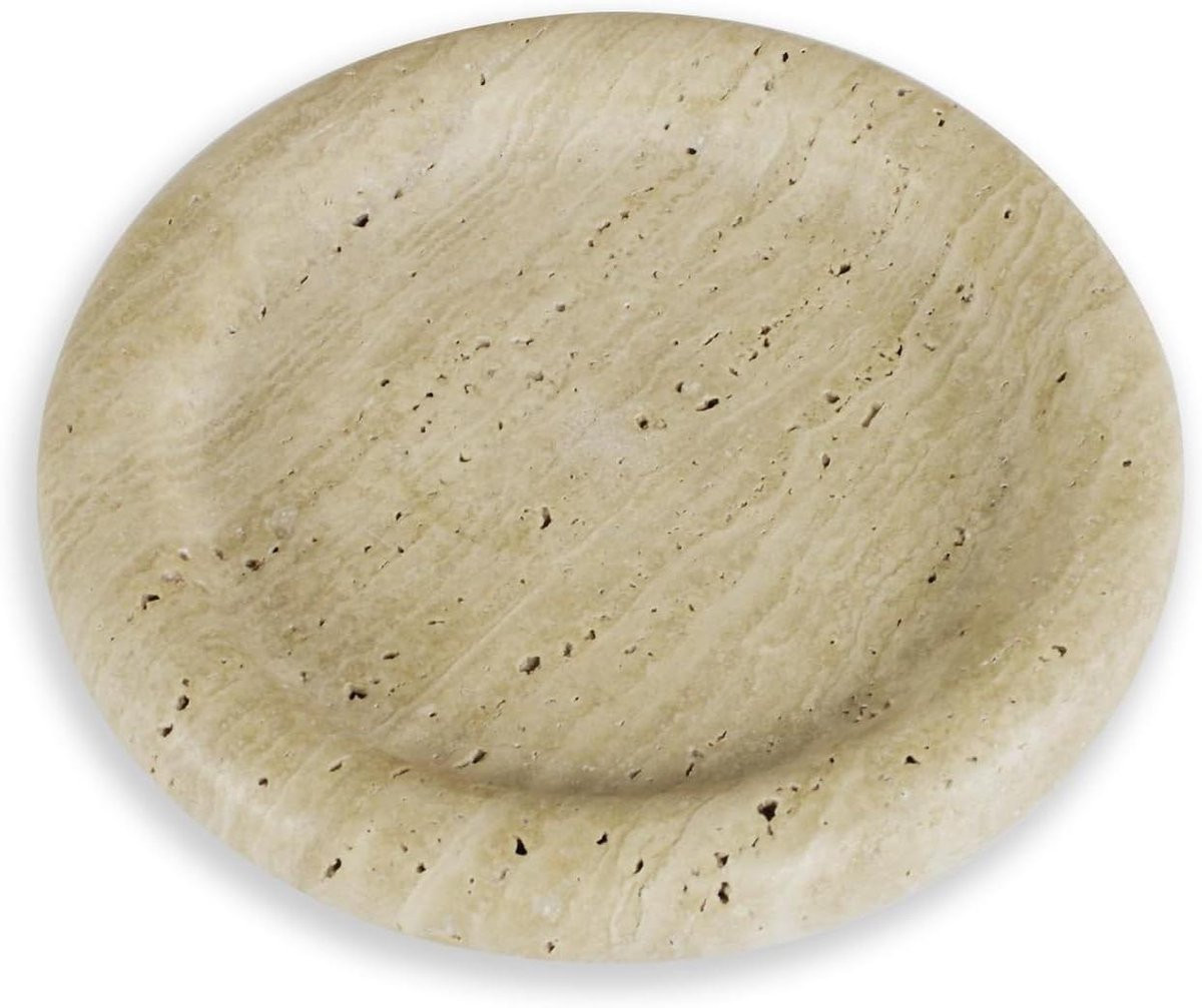 Decoratieve Marmeren Lade in Beige - Ronde Stenen Organiserlade - Diameter: 20 cm