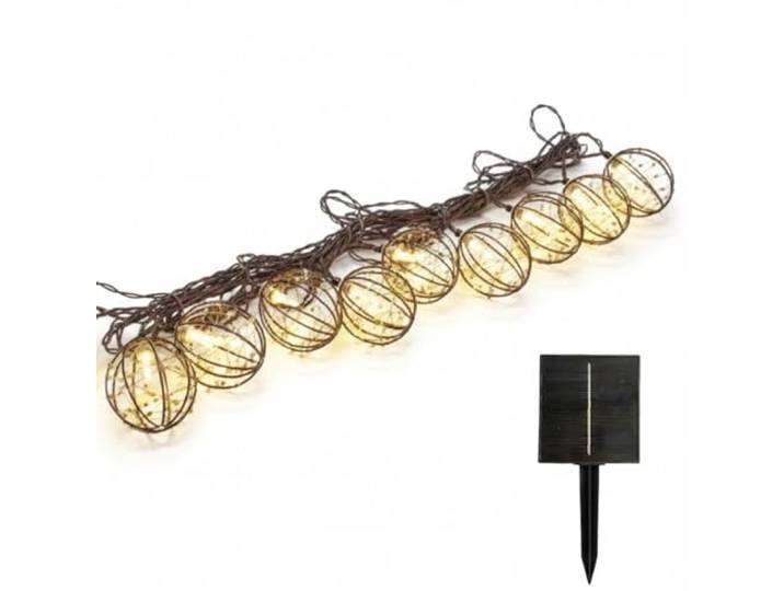 Guirlande lumineuse solaire d'extérieur marron 10 boules lumineuses RUSTY LIGHT 13 modes 4m