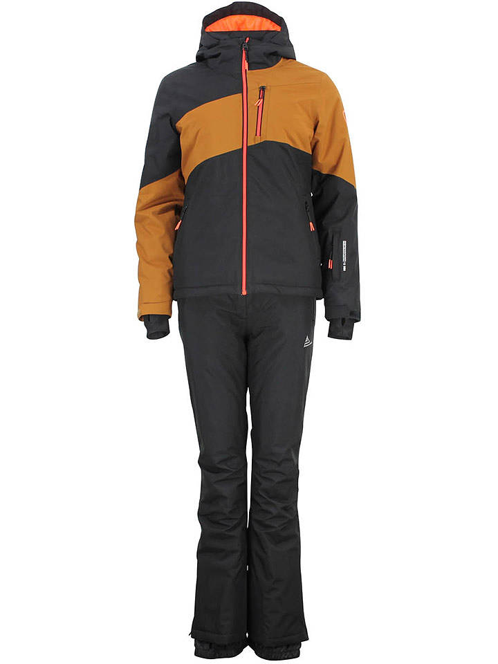 Peak Mountain 2tlg. Ski-/ Snowboardoutfit "Anice" in Grau/ Hellbraun/ Hellbraun - M