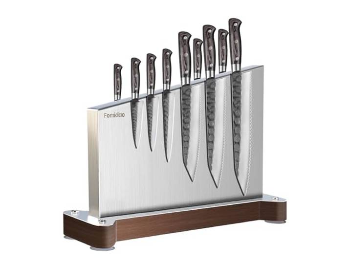 Fomidao Magnetischer Messerhalter, extra großer magnetischer Messerblock aus Edelstahl, ohne Messer, magnetischer Messerhalter, doppelseitiger Magnet-Messer-Aufbewahrungs-Organizer