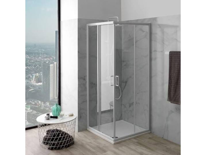 Kiamami Valentina Cabine de douche d'angle 80 x 80 cm Venere en verre trempé 4 mm