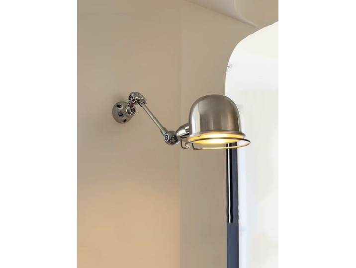 Applique murale industrielle réglable à bras articulé, style Bauhaus vintage, argentée, en aluminium, extensible, pour lecture et chevet, avec LED