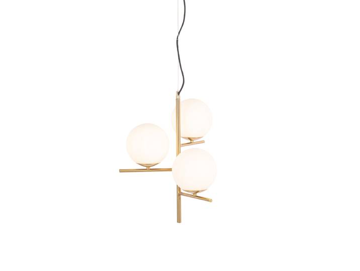 Suspension Art Déco dorée avec verre opale 3 lumières - Flore