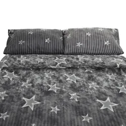 Fleece Bettwäsche mit Sternenmuster in Grau Kuschelig und Weich