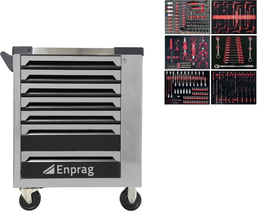 Metalsteel Werkstattwagen für Werkzeuge XT-002_tools, 7x Schublade + 250-teiliger Werkzeugsatz
