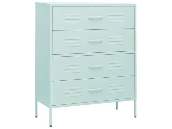 XHNIFBN Sideboard Metall Anrichte Minzgrün 80x35x101,5 cm Stabiles Metallmöbel für Wohnzimmer und Flur mit voll ausziehbaren Schubladen sowie verstellbaren Nivellierfüßen.