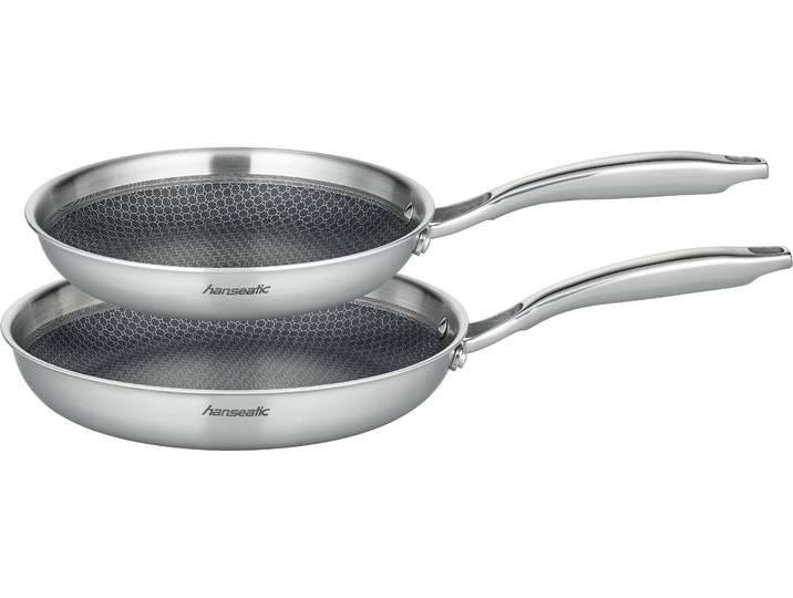 Pfannen-Set HANSEATIC hanseatic , silber, Ø:28cm, Pfannen, Dreischicht-Material, Edelstahl-Wabenstruktur, Induktion