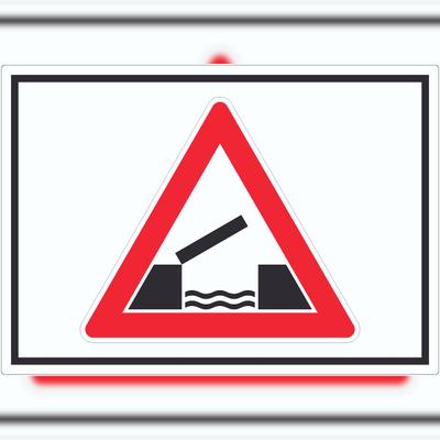 HB-Druck Aufkleber Achtung bewegliche Brücke Symbol A5 (148x210mm)