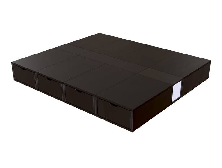 Lit double avec rangement tiroirs Cube - 160x200 160x200 Noir