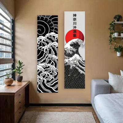 Uplifted Finds Black Ocean Waves Red Sun Tapestry   The Great Wave Off Kanagawa Wall Hanging ghyx(348) + Ghyx(360)