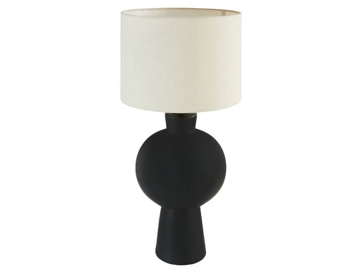 Lampe à poser Yulia 59 cm céramique noire abat-jour blanc