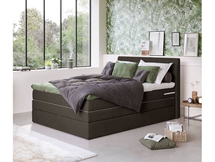 Lit boxspring 140 x 200cm Microfibre Aleka Marron