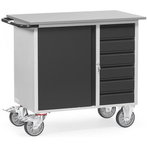 Fetra Werkstattwagen 2450-7016, Tragkraft 400kg, Montagewagen, 985 x 590mm, 1 Schrank & 6 Schübe