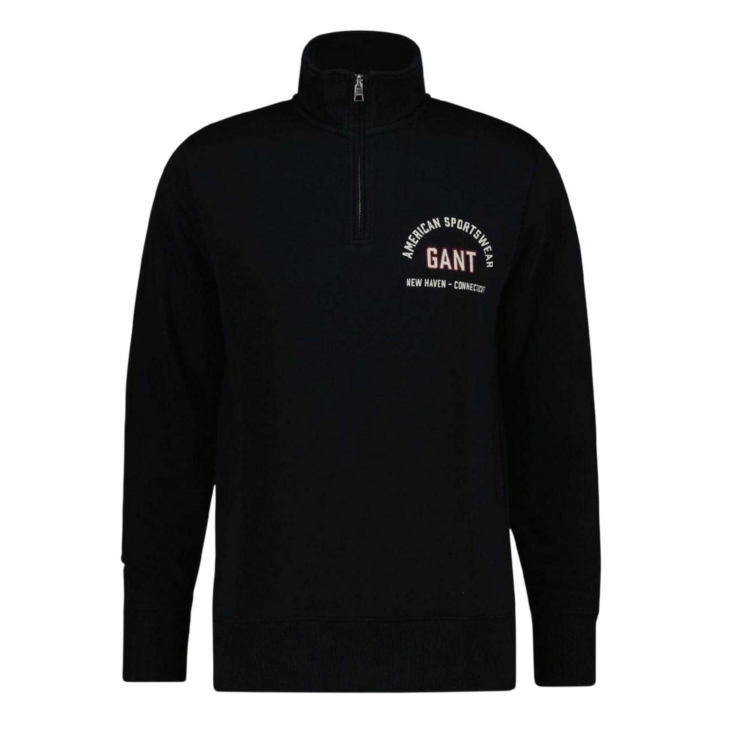 Gant - Sweatshirt für Herren, mit kurzem Reißverschluss, Fleece (Schwarz)