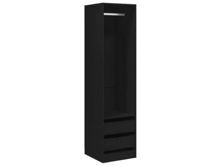 Schubladenschrank Schwarz 50x50x200 cm aus Holzwerkstoff 2 Schubladen, Kleiderstange, Trennwand, Holzwerkstoff, einfache Montage, leichte Reinigung, kompakt