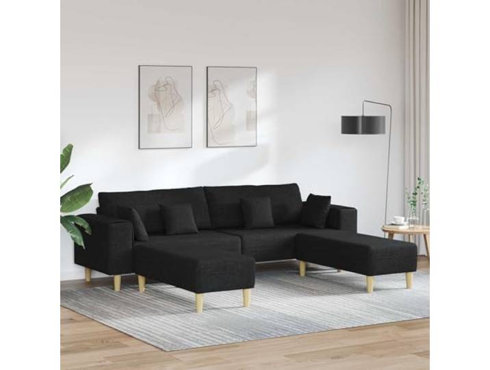 ZQQLVOO Sofa 3 Sitzer Schwarz Stoff Federkissen, Holzbeine, Schaumstofffüllung, Sperrholzrahmen, Atmungsaktiv, Wohnzimmer