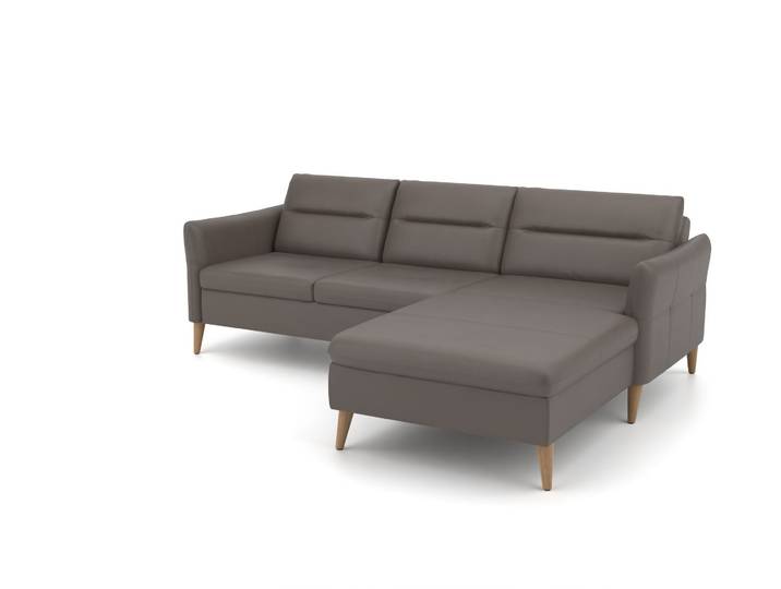 Ecksofa 809 - Beige/Braun (Ackerbraun) - Leder Helios