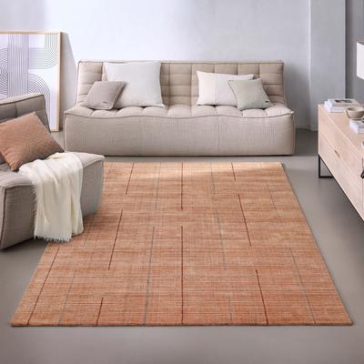 Teppich WECON HOME "Milly", braun (lachs rot), B:160cm H:11mm L:230cm, Lyocell, Teppiche, Teppich, Kurzflorteppich, handgewebt, Naturfaser, Linienmuster, Wohnzimmer