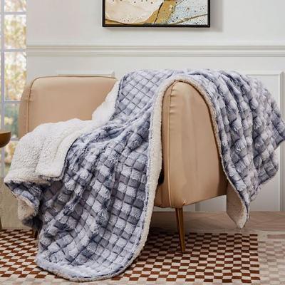 Blue Ridge Home Fashions, Inc. Micromink Sherpa Reversible Throw Blanket 50 x 60, 50 x 60, Navy