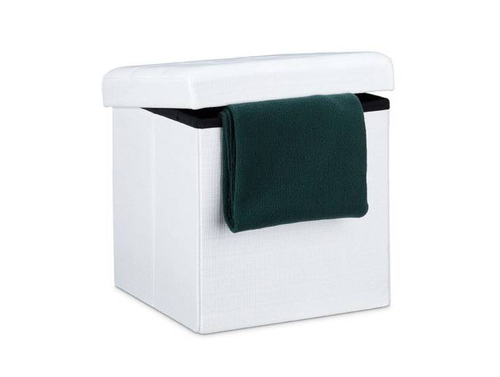 Relaxdays Faltbarer Sitzhocker mit Stauraum Leinen