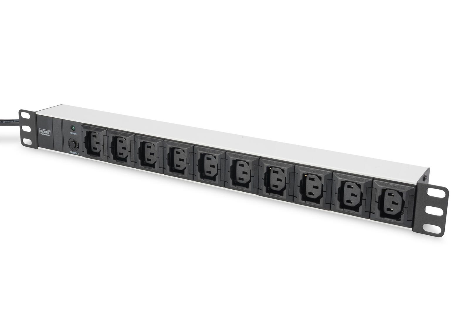 Digitus Steckdosenleiste mit Aluminiumprofil, 10-fach, 2 m Zuleitung IEC C14 Stecker DN-95404
