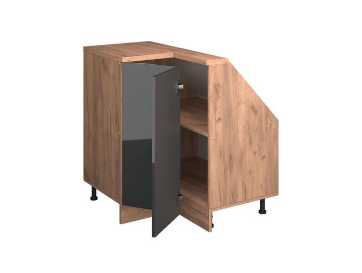 Meuble de rangement sous pente Armoire d'angle Rion 75.6x81.6cm avec 1 porte Anthracite Haute brillance Vicco 58615