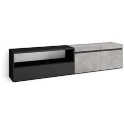 SKRAUT HOME Wohnzimmer-TV-Schrank, Viel Stauraum, 200x35x45cm, Für TV-Geräte bis 80“, Wohnzimmermöbel, Moderner Stil, Zementgrau _ 52_1