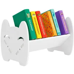 Relaxdays Kinder-Bücherregal Schreibtisch Katze Weiß
