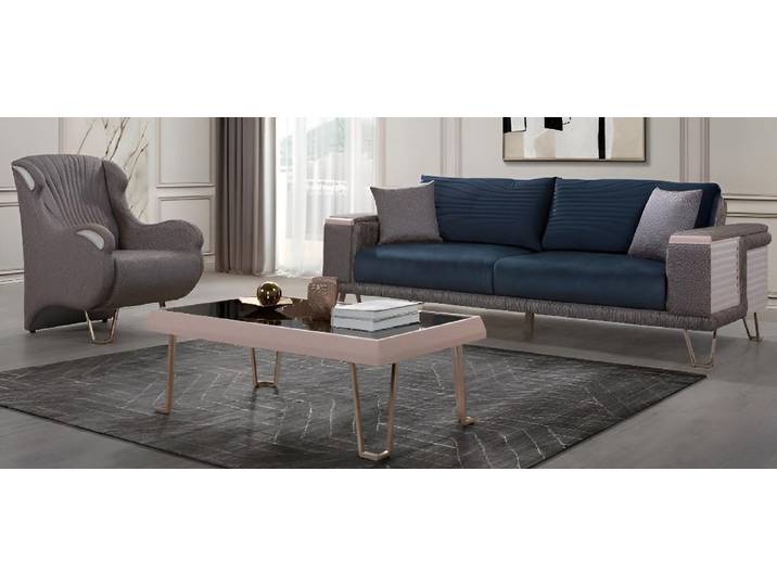 JVmoebel Sitzgruppe Stilvolles Sofa-Set Holzrahmen Moderne Interieur Minimalistischer Stil, (3-tlg)