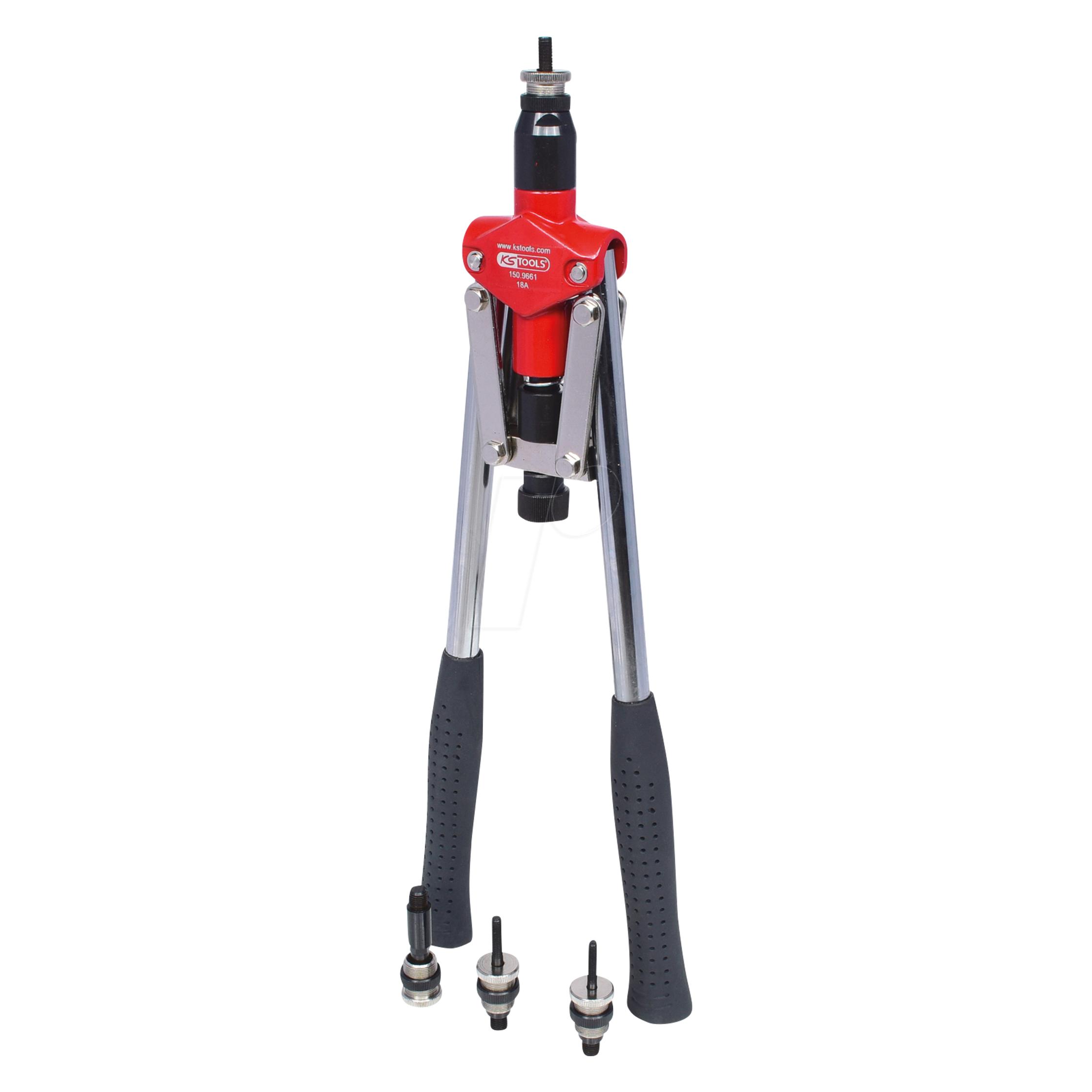 KS Tools Langarm-Handnietzangen-Satz für Gewindehülsen, 10-tlg (100 mm) (150.9660)