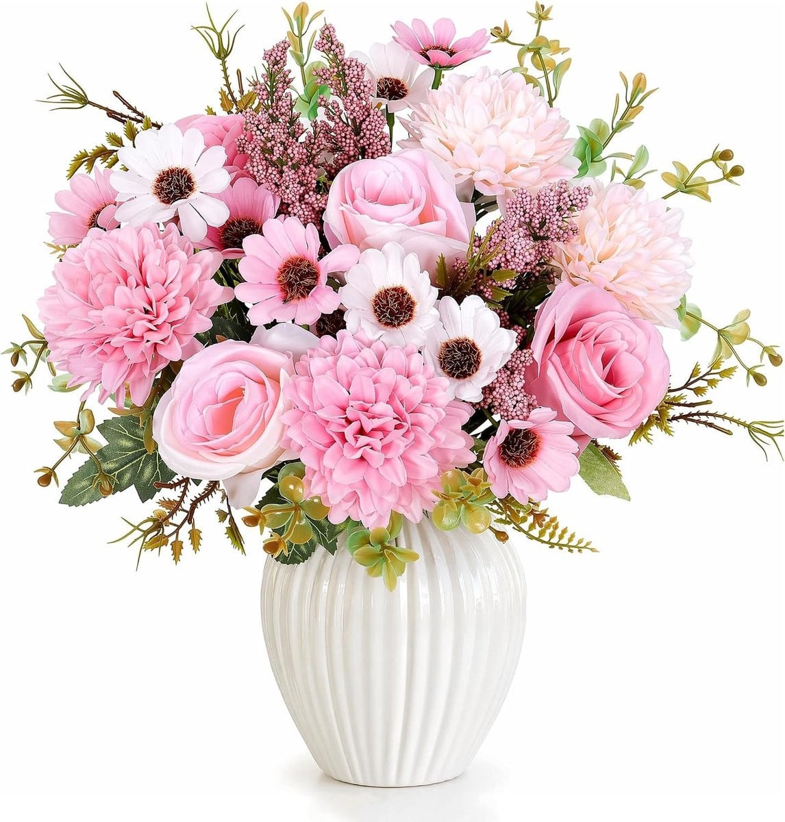 Set van 2 zijden rozen kunstbloemen voor decoratie in het roze