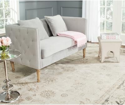 "SAFAVIEH Sarah Settee 53-Inch Tufted Wood Sofa, Grey, Transitional - 53"" x 28.8"" x 31.5"""