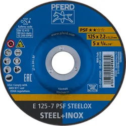 PFERD TOOLS Schruppscheibe E Universallinie PSF STEELOX für Stahl/Edelstahl - 62012640