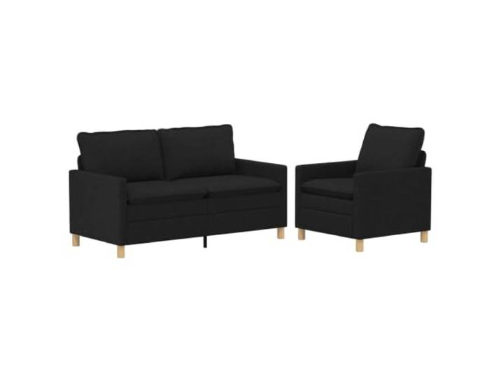 PUGYNBK Rechteckiges Sofa, 2 Stück, Schwarz, Stoff mit gepolsterter Feste Metallstruktur, flache Armlehnen, Bezüge mit Reißverschluss, einfache Reinigung, zeitgenössischer Stil