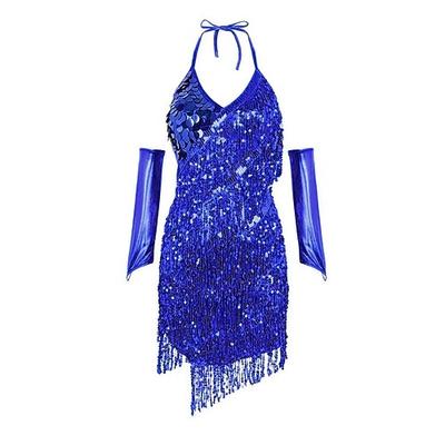 Samba Tanzbekleidung Latin Dance Party Pailletten-Tassel Performance Kleid Leistungs-Kostüm