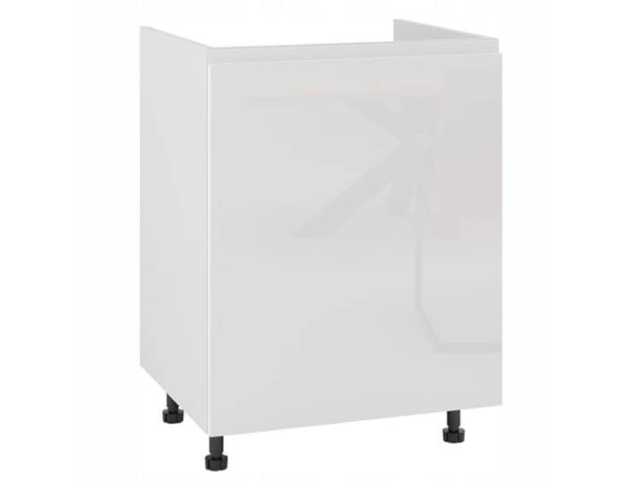 Laclar Küchenschrank Unterschrank MOD mit grifflosem Hochglanz-Front - Spülenschrank - höhenverstellbare Füße - Türöffnung rechts/Links - modern langlebig - 60x52,8x72 cm - Weiß