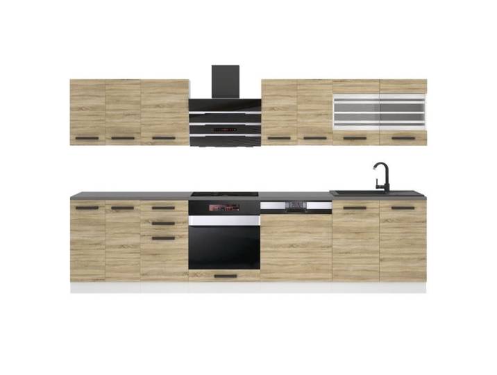 Cuisine Équipée Complète - BELINI - Lucy - Chêne Sonoma - 300 cm - Design Contemporain