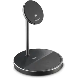 Hama Kabelloses Qi2-Ladegerät, induktiv Schnellladen, 2in1-Ladestation, 15 W (15 W), Wireless Charger, Schwarz