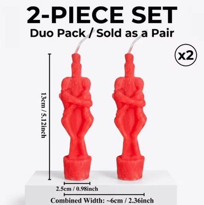 Inspire Picks Red Ritual Candle Esoteric Spiritual Male & Female Figure Candle For Meditation, Prayer & Religious Ceremonies 2 Pcs