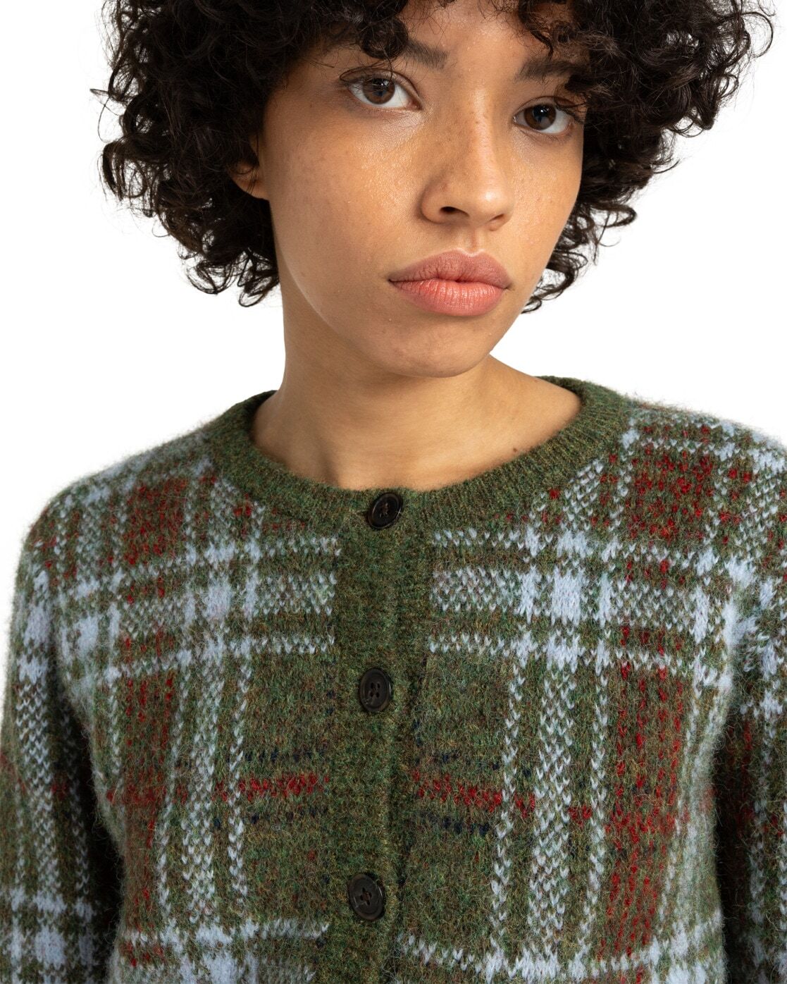 Sweater ELEMENT "Plaid", Damen, Gr. XS, grün (furry plaid), Obermaterial: 49% recyceltem Microfaser, 21% Microfaser, 15% Nylon, 8% Modacryl, 5% Wolle, 2% Elasthan;, Pullover Sweater furry plaid XS